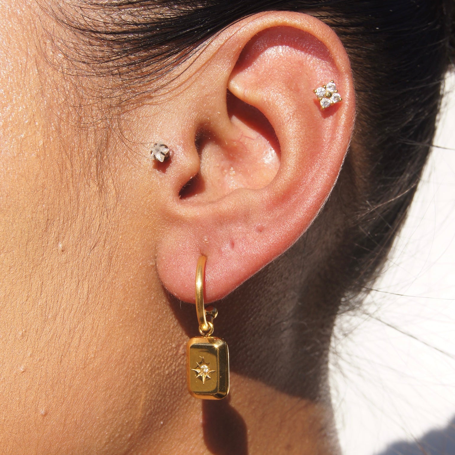 Diamond Star Pendant Hoops - Image 2