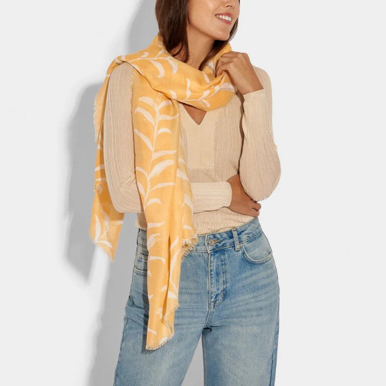 Katie Loxton Scarf | Vine Leaf Yellow & Silver - Image 3