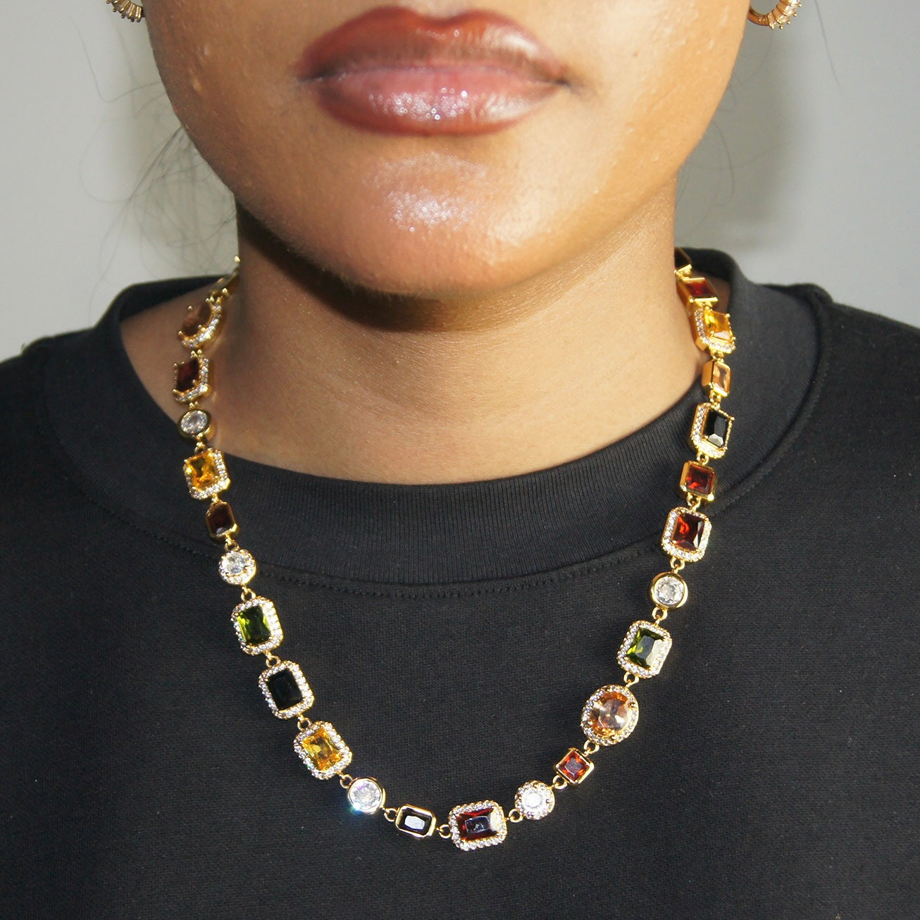 Coloured CZ Cross Necklace - Image 5