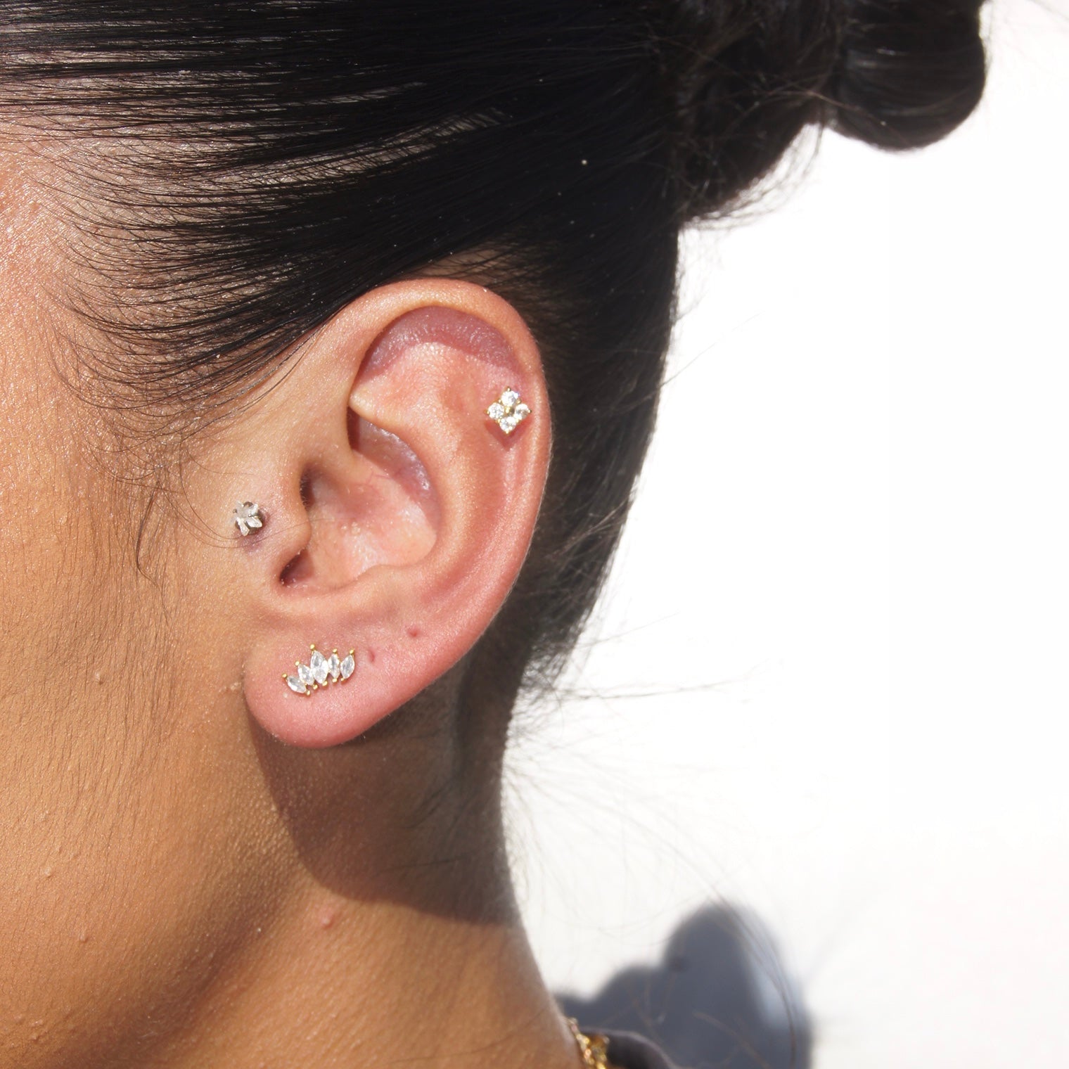 Five Diamond Crown Stud Earrings - Image 2